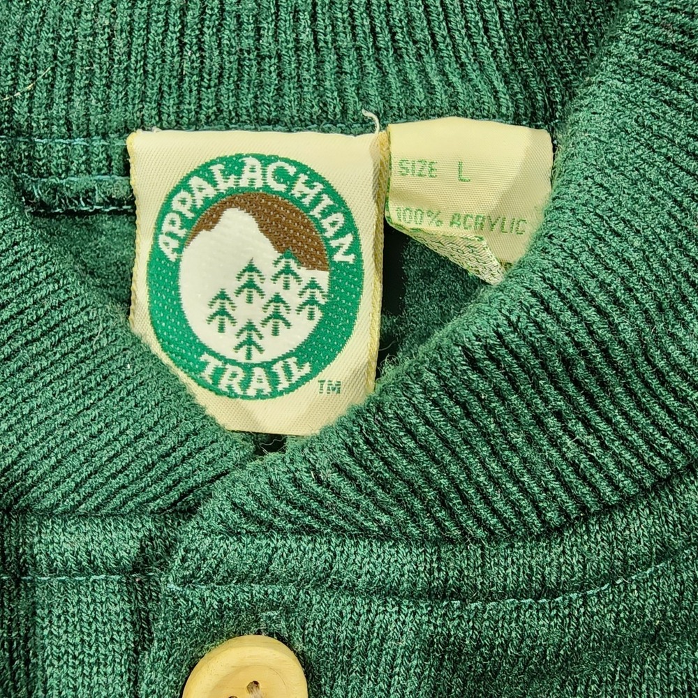 Vintage 80s Appalachian Trail Green Henley Sweatshirt Sweater Mens Large Acrylic - Picture 3 of 8